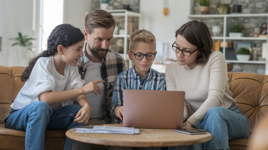 a family sitting together and discussing a0V PdPhQfC0qp9MhMWgEg LNHCo9QtS SjddHWIGiqiw